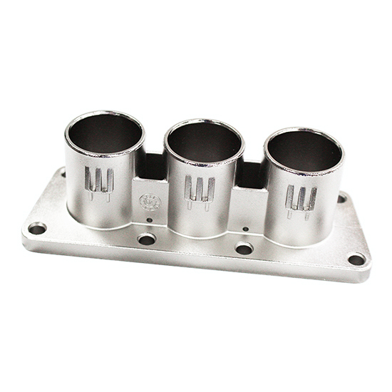 鋁合金壓鑄噴砂鍍鎳三芯工業連接器外殼